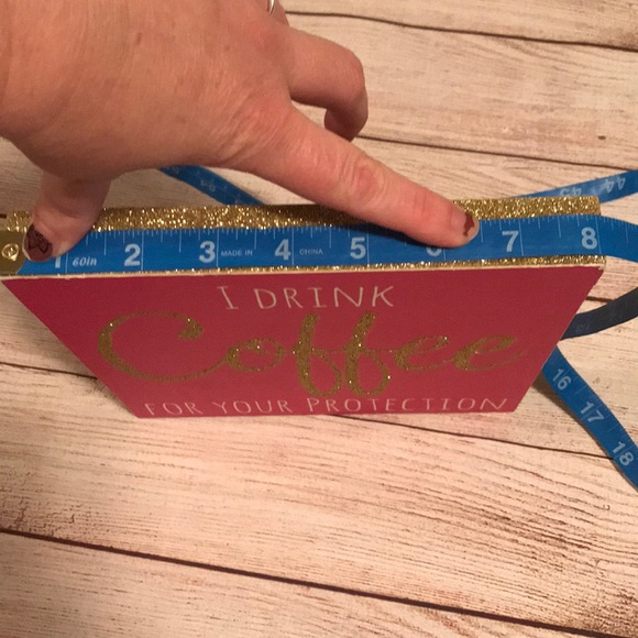 Coffee Funny Pink & Gold Glitter Bling Sign Kitchen Home Decor - Picture 4 of 9